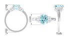 2.25 CT Oval Cut Aquamarine Engagement Ring with Moissanite Collar Aquamarine - ( AAA ) - Quality - Rosec Jewels