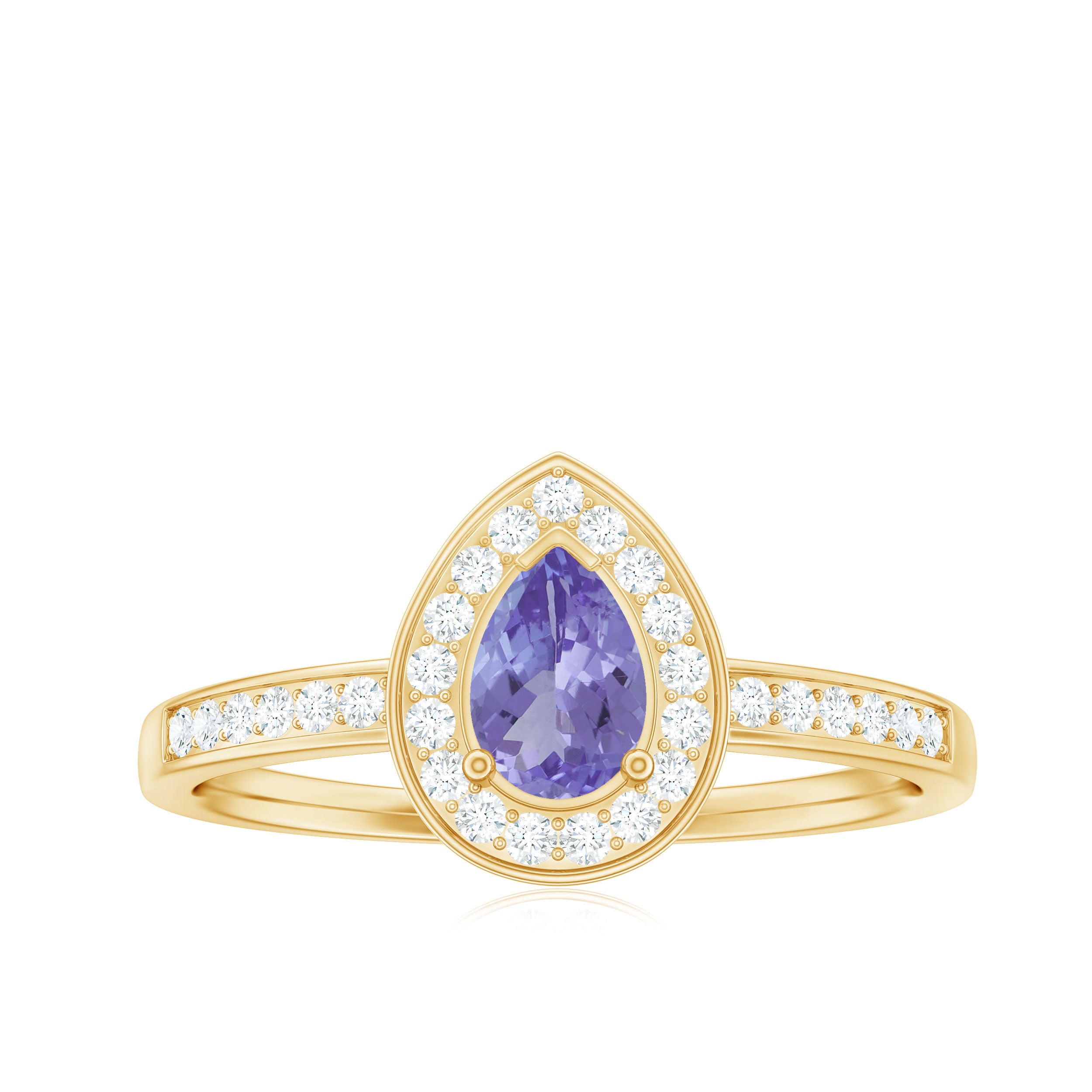 1 CT Classic Tanzanite and Diamond Engagement Ring Tanzanite - ( AAA ) - Quality - Rosec Jewels