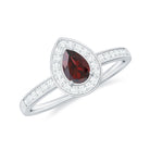 Classic Garnet and Diamond Halo Engagement Ring Garnet - ( AAA ) - Quality - Rosec Jewels