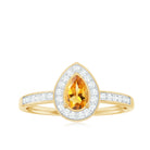 1 CT Classic Citrine and Diamond Halo Engagement Ring Citrine - ( AAA ) - Quality - Rosec Jewels