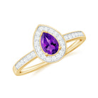 Classic Amethyst Teardrop Engagement Ring with Diamond Accent Amethyst - ( AAA ) - Quality - Rosec Jewels