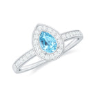 0.75 CT Classic Aquamarine and Diamond Engagement Ring Aquamarine - ( AAA ) - Quality - Rosec Jewels