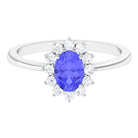 Princess Diana Inspired Tanzanite and Diamond Engagement Ring Tanzanite - ( AAA ) - Quality - Rosec Jewels