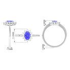 Princess Diana Inspired Tanzanite and Diamond Engagement Ring Tanzanite - ( AAA ) - Quality - Rosec Jewels