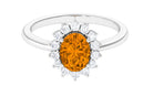 1.5 CT Princess Diana Inspired Oval Shape Citrine Engagement Ring with Diamond Halo Citrine - ( AAA ) - Quality - Rosec Jewels