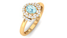 0.50 CT Aquamarine Halo Engagement Ring with Diamond Aquamarine - ( AAA ) - Quality - Rosec Jewels