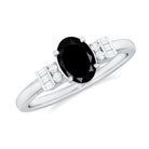 1.25 CT Oval Shape Black Diamond Engagement Ring with Diamond Black Diamond - ( AAA ) - Quality - Rosec Jewels