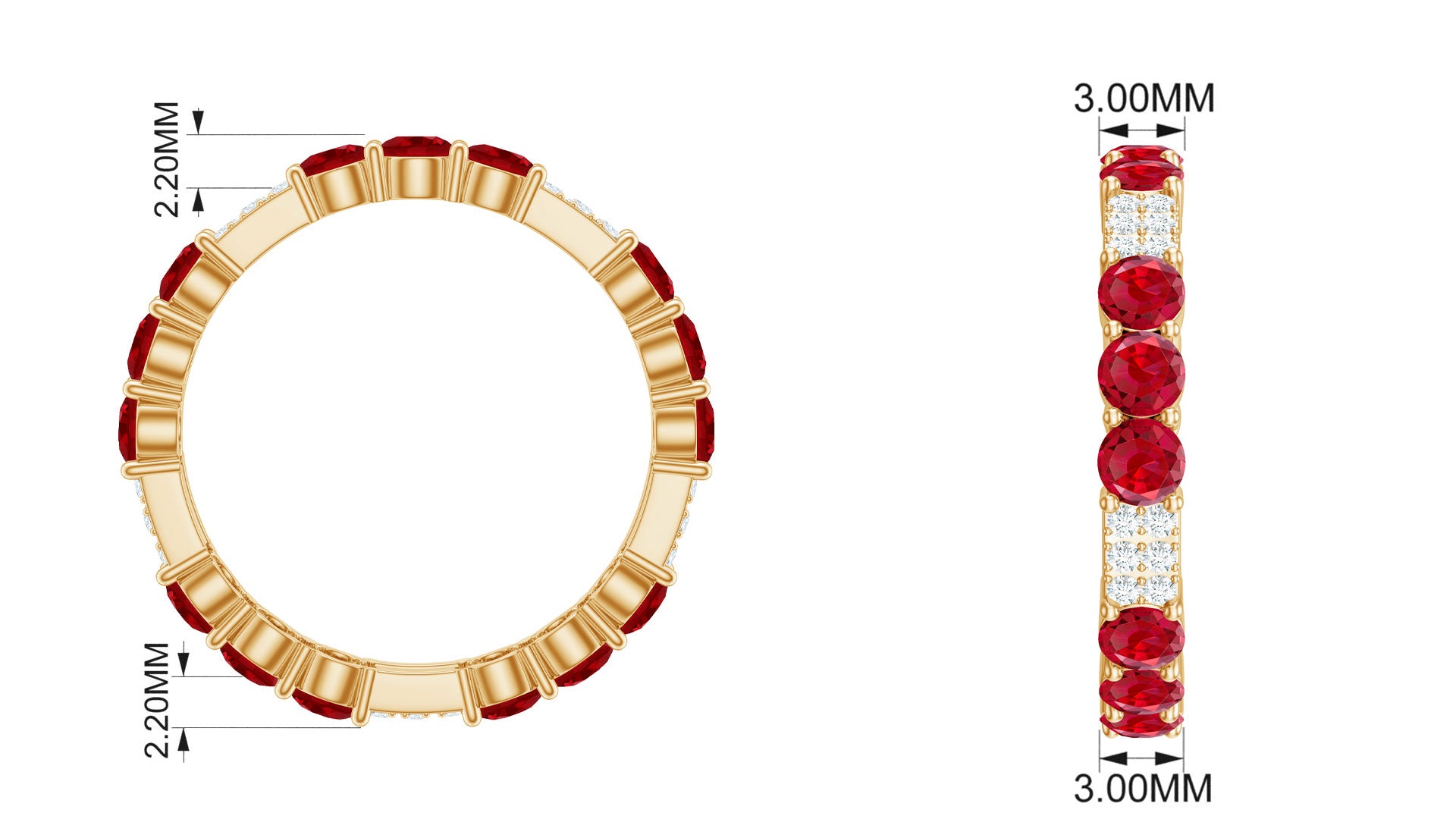 Lab-Created Ruby and Diamond Designer Eternity Band Ring Lab Created Ruby - ( AAAA ) - Quality - Rosec Jewels