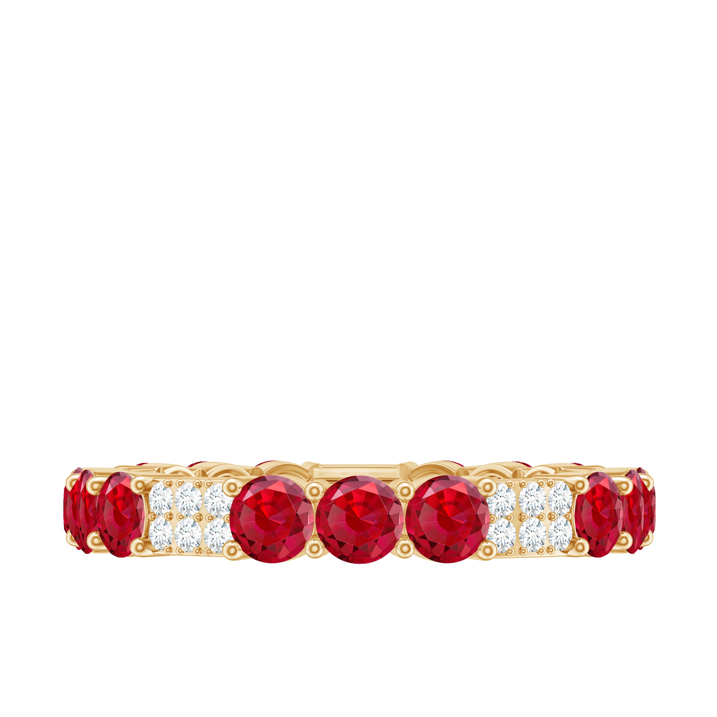 Lab-Created Ruby and Diamond Designer Eternity Band Ring Lab Created Ruby - ( AAAA ) - Quality - Rosec Jewels