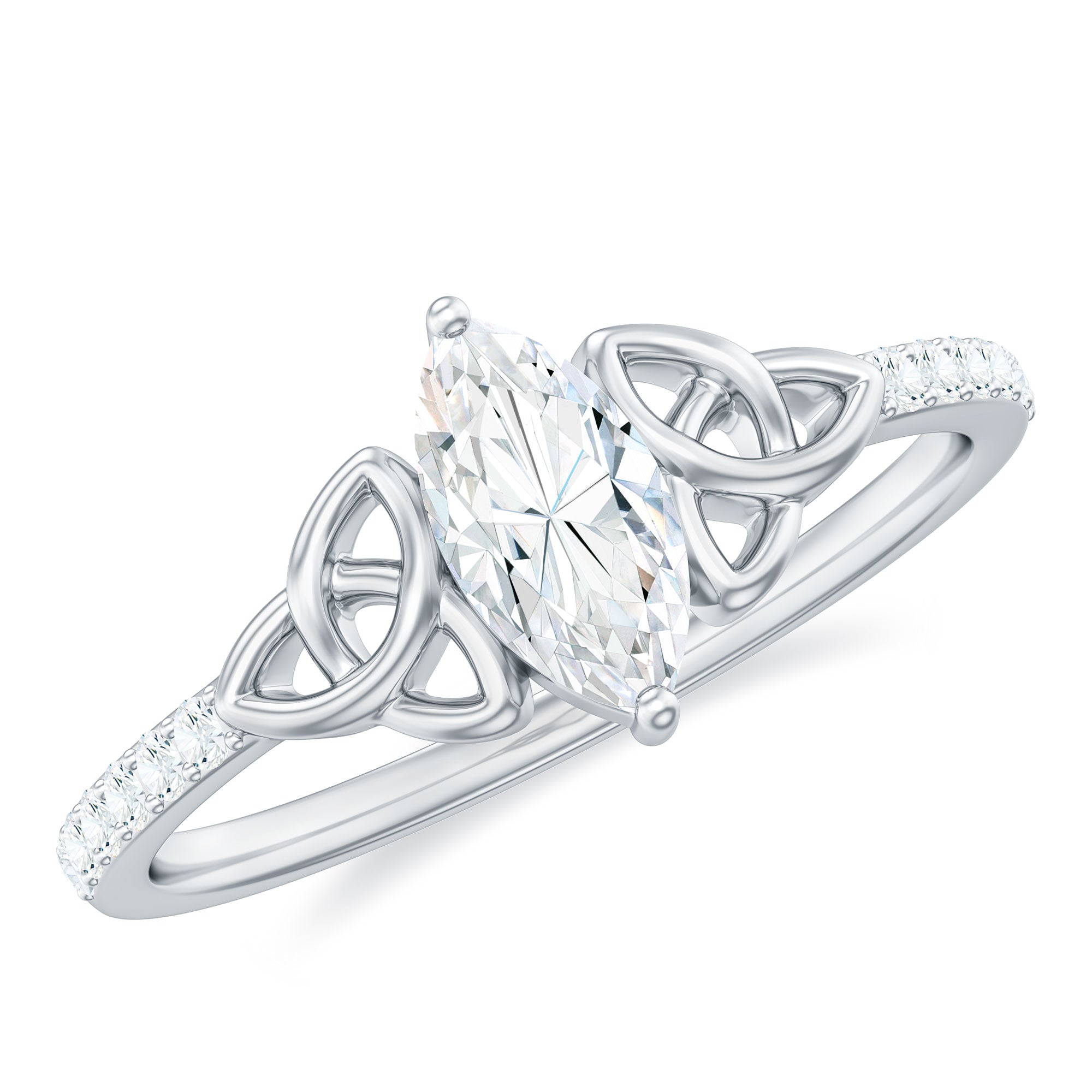 1 CT Marquise Cut Solitaire Moissanite Celtic Knot Ring Moissanite - ( D-VS1 ) - Color and Clarity - Rosec Jewels