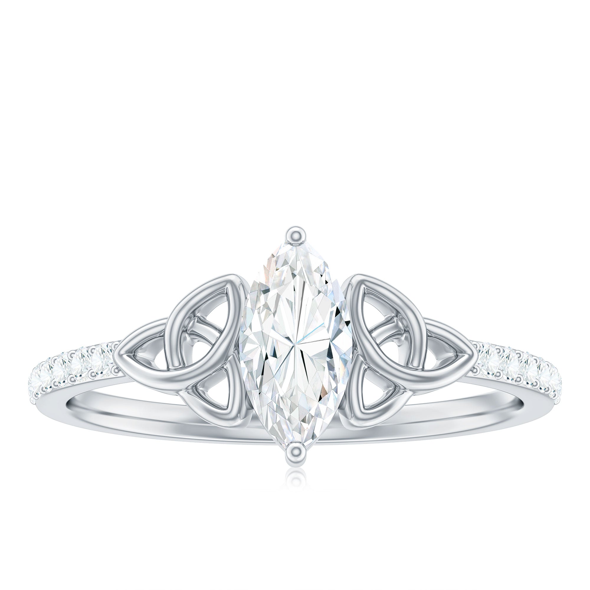 1 CT Marquise Cut Solitaire Moissanite Celtic Knot Ring Moissanite - ( D-VS1 ) - Color and Clarity - Rosec Jewels