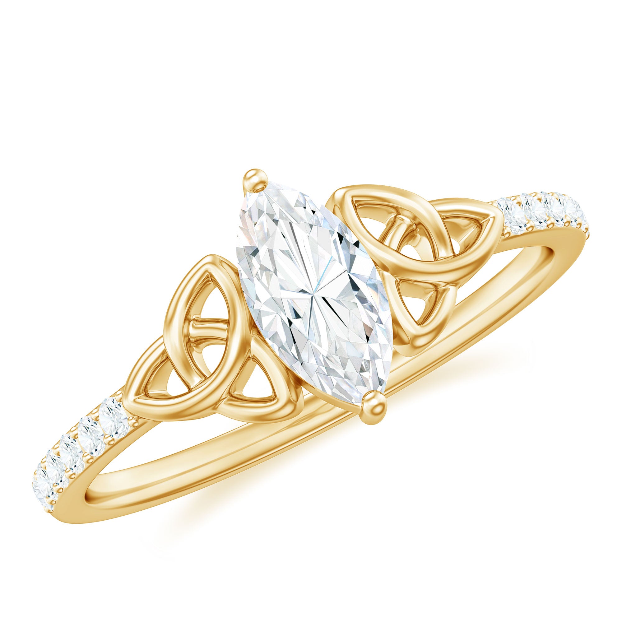 1 CT Marquise Cut Solitaire Moissanite Celtic Knot Ring Moissanite - ( D-VS1 ) - Color and Clarity - Rosec Jewels