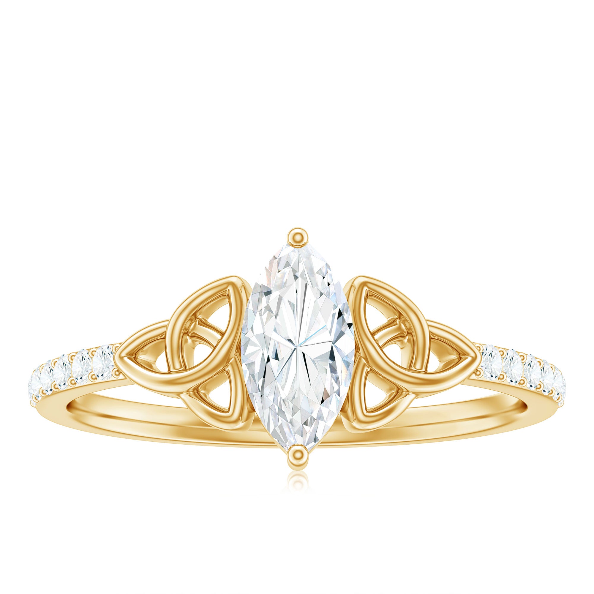 1 CT Marquise Cut Solitaire Moissanite Celtic Knot Ring Moissanite - ( D-VS1 ) - Color and Clarity - Rosec Jewels