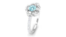 1/2 Carat Aquamarine Floral Promise Ring with Diamond Aquamarine - ( AAA ) - Quality - Rosec Jewels