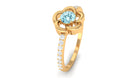 1/2 Carat Aquamarine Floral Promise Ring with Diamond Aquamarine - ( AAA ) - Quality - Rosec Jewels