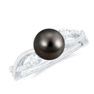 Tahitian Pearl and Diamond Crossover Engagement Ring Tahitian pearl - ( AAA ) - Quality - Rosec Jewels