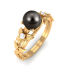 2.50 CT Black Tahitian Pearl Flower Engagement Ring with Diamond Tahitian pearl - ( AAA ) - Quality - Rosec Jewels