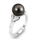 Tahitian Pearl and Diamond Engagement Ring with Split Shank Tahitian pearl - ( AAA ) - Quality - Rosec Jewels