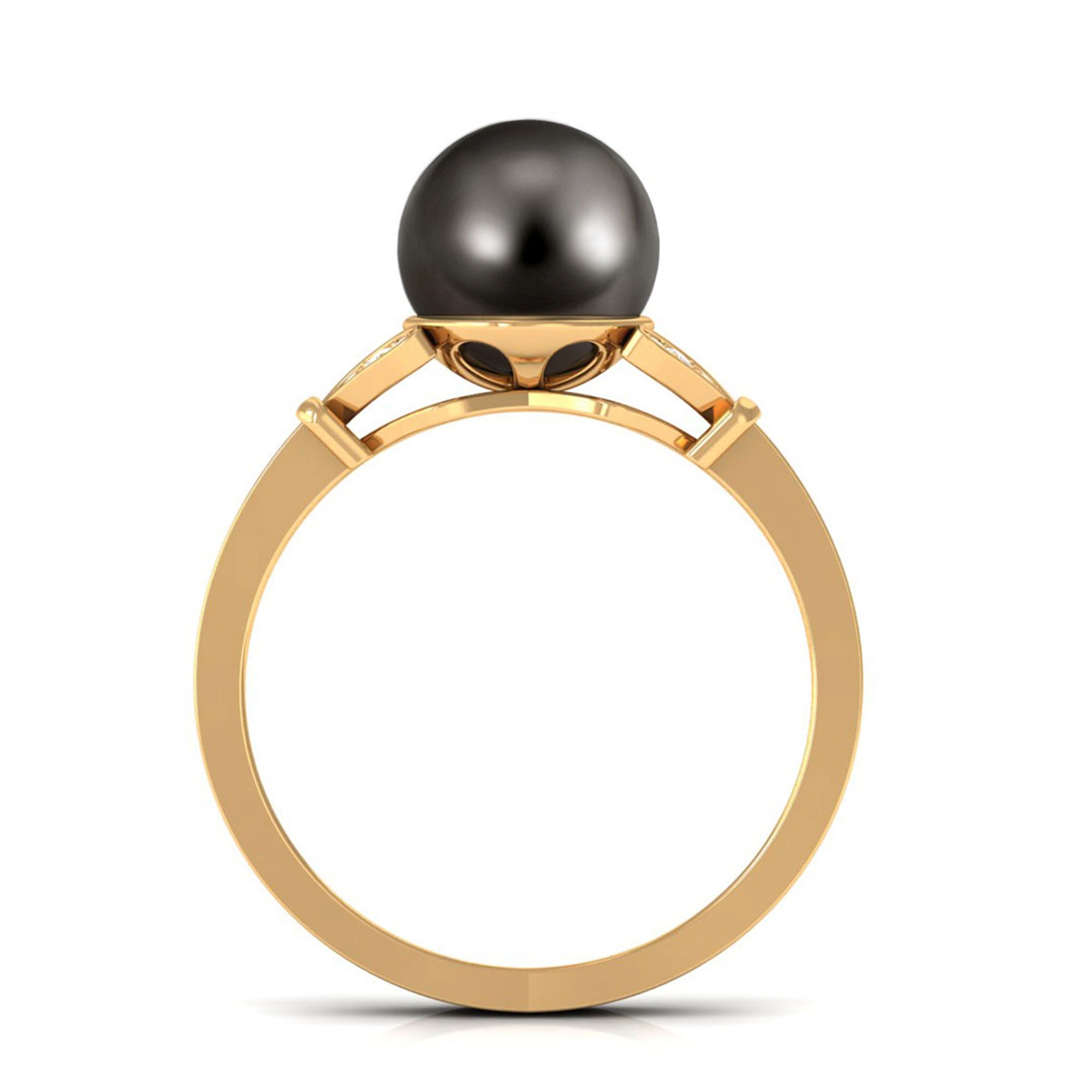 Tahitian Pearl and Diamond Engagement Ring with Split Shank Tahitian pearl - ( AAA ) - Quality - Rosec Jewels