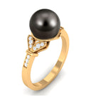 Tahitian Pearl and Diamond Engagement Ring with Split Shank Tahitian pearl - ( AAA ) - Quality - Rosec Jewels