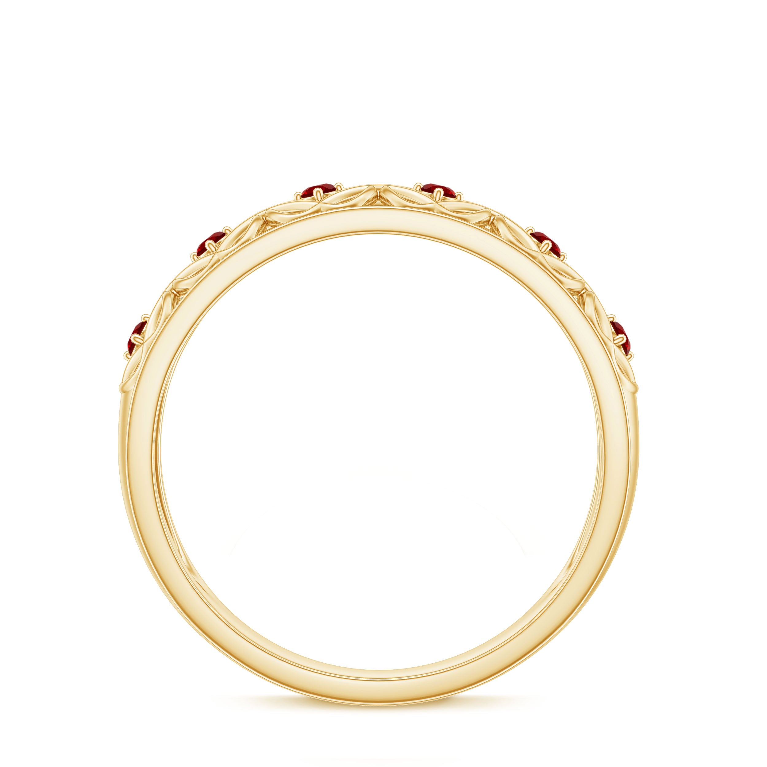 Vintage Style Created Ruby Celtic Knot Eternity Band Ring in Gold Lab Created Ruby - ( AAAA ) - Quality - Rosec Jewels