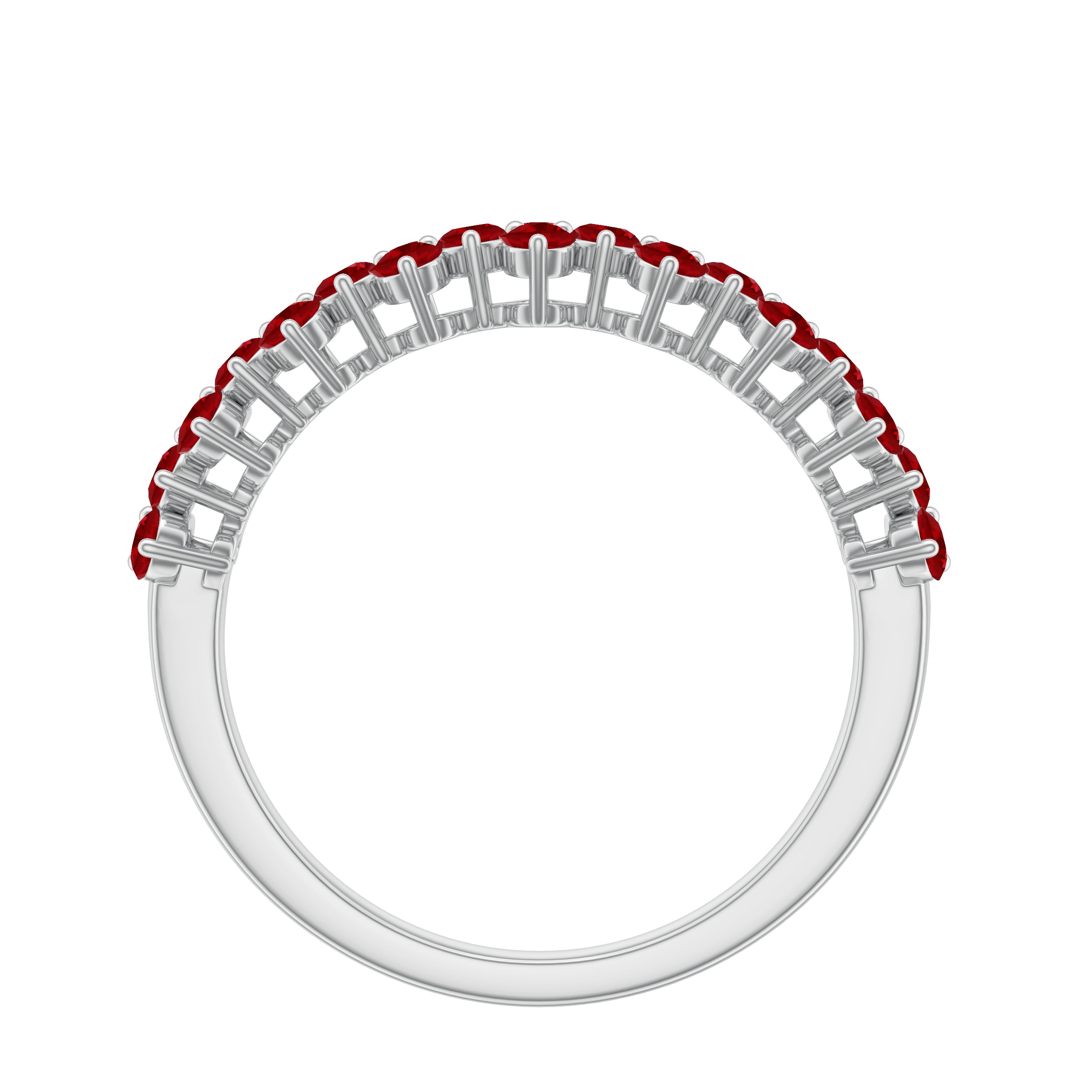 1.25 CT Created Ruby Cluster Eternity Ring in Prong Setting Lab Created Ruby - ( AAAA ) - Quality - Rosec Jewels