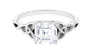 Moissanite Asscher Cut Solitaire Celtic Ring Moissanite - ( D-VS1 ) - Color and Clarity - Rosec Jewels