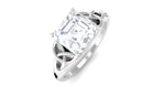 Moissanite Asscher Cut Solitaire Celtic Ring Moissanite - ( D-VS1 ) - Color and Clarity - Rosec Jewels