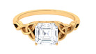 Moissanite Asscher Cut Solitaire Celtic Ring Moissanite - ( D-VS1 ) - Color and Clarity - Rosec Jewels