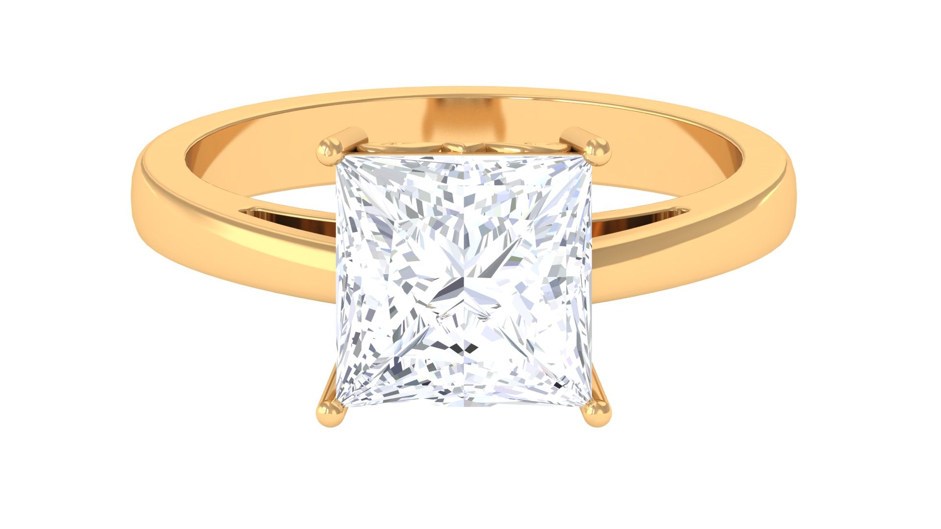 3.25 CT Moissanite Princess Cut Solitaire Band Ring Moissanite - ( D-VS1 ) - Color and Clarity - Rosec Jewels