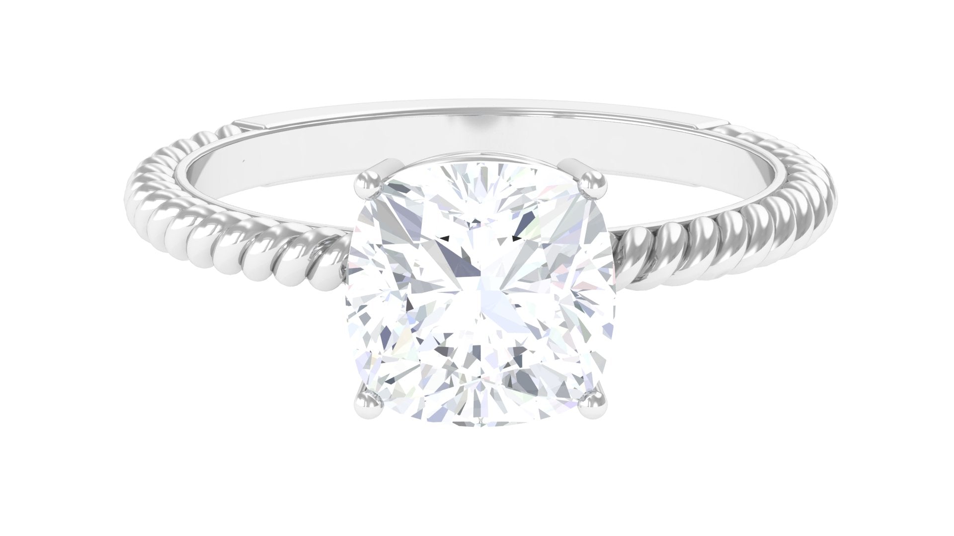 3.25 CT Certified Moissanite Solitaire Ring with Twisted Rope Moissanite - ( D-VS1 ) - Color and Clarity - Rosec Jewels