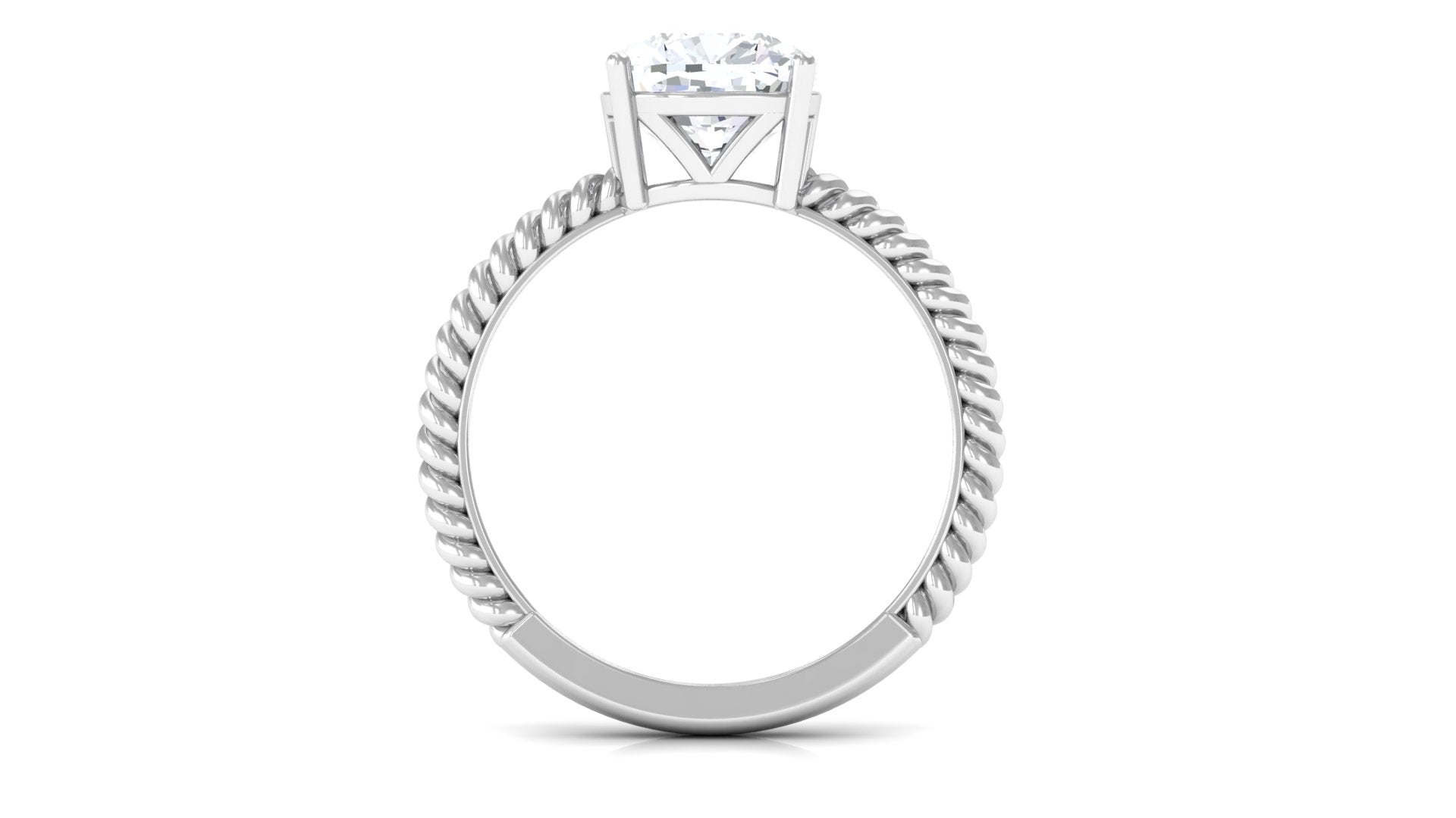 3.25 CT Certified Moissanite Solitaire Ring with Twisted Rope Moissanite - ( D-VS1 ) - Color and Clarity - Rosec Jewels