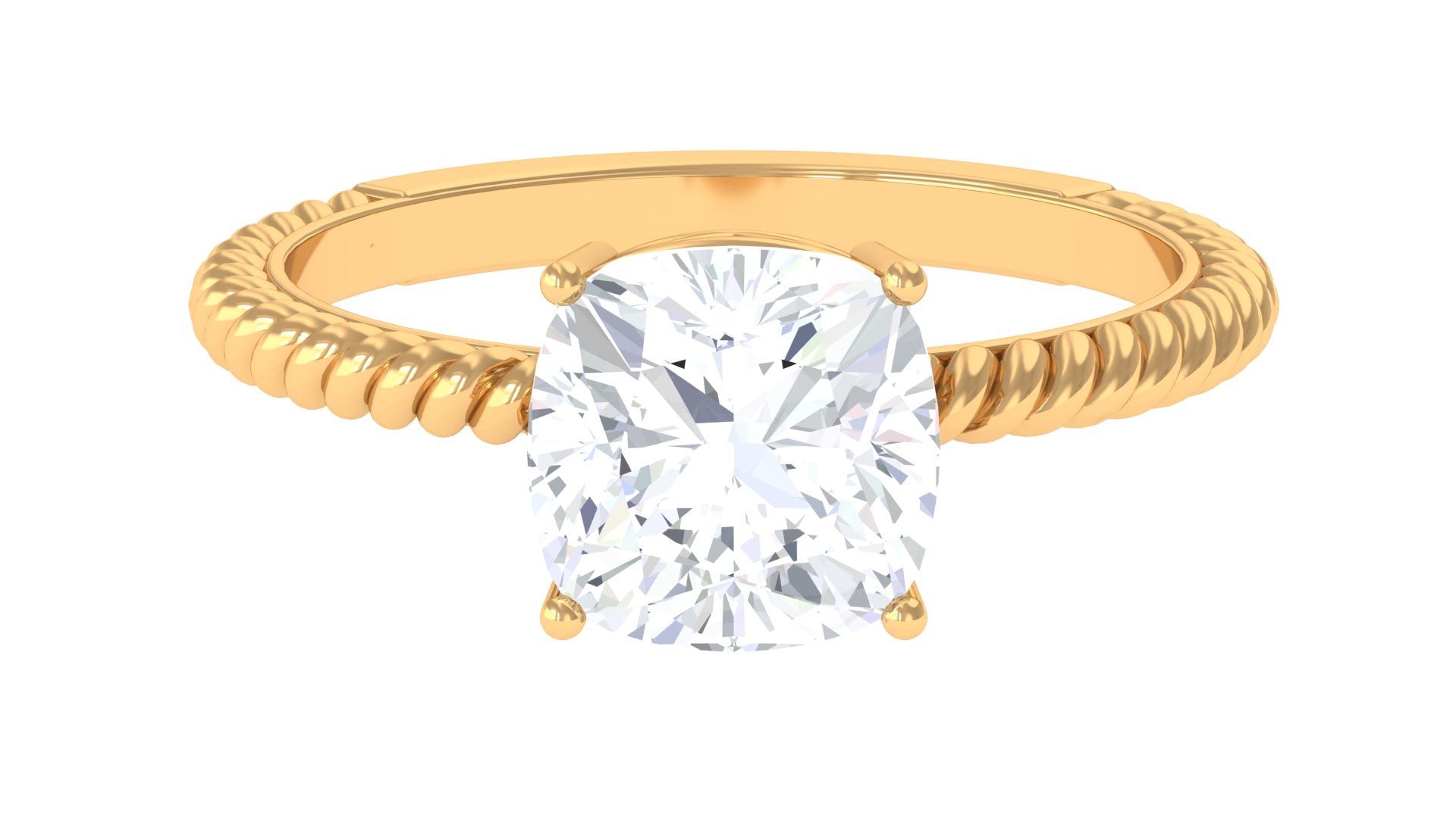 3.25 CT Certified Moissanite Solitaire Ring with Twisted Rope Moissanite - ( D-VS1 ) - Color and Clarity - Rosec Jewels