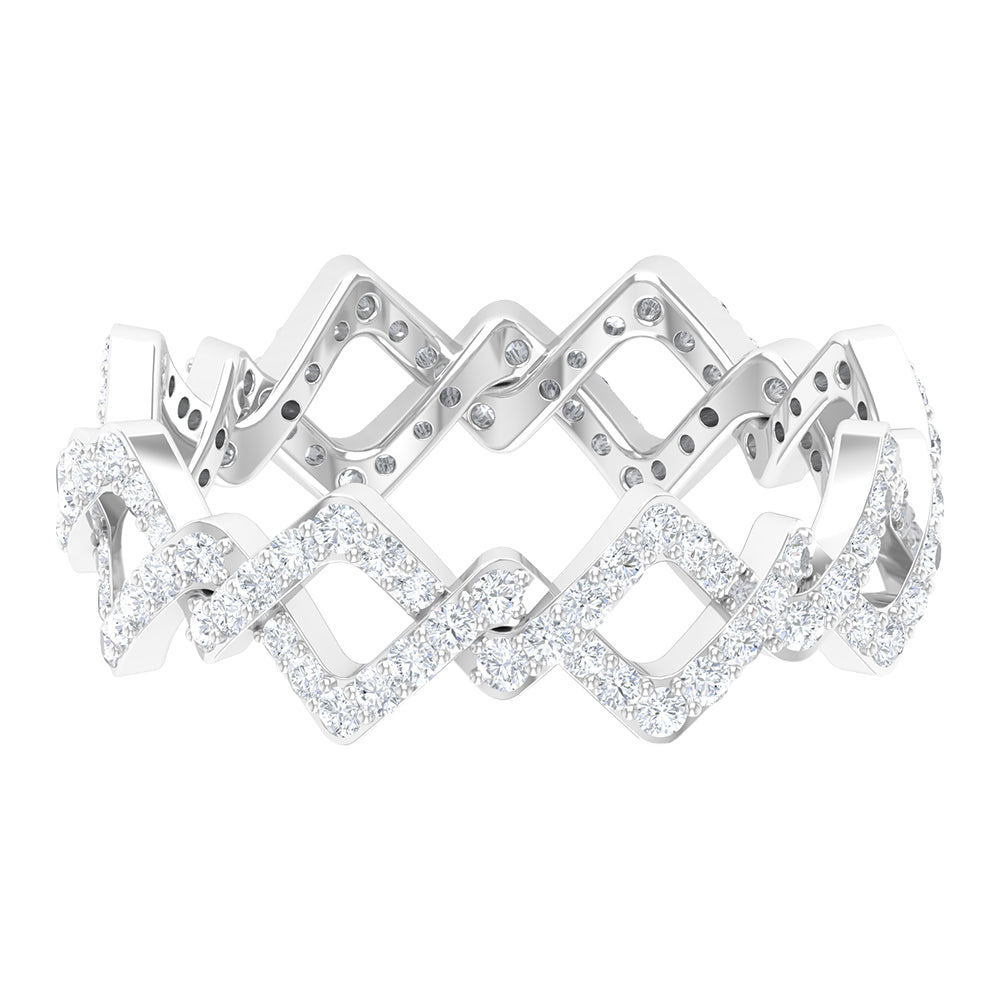 Zircon Twisted Stackable Eternity Ring Zircon - ( AAAA ) - Quality - Rosec Jewels