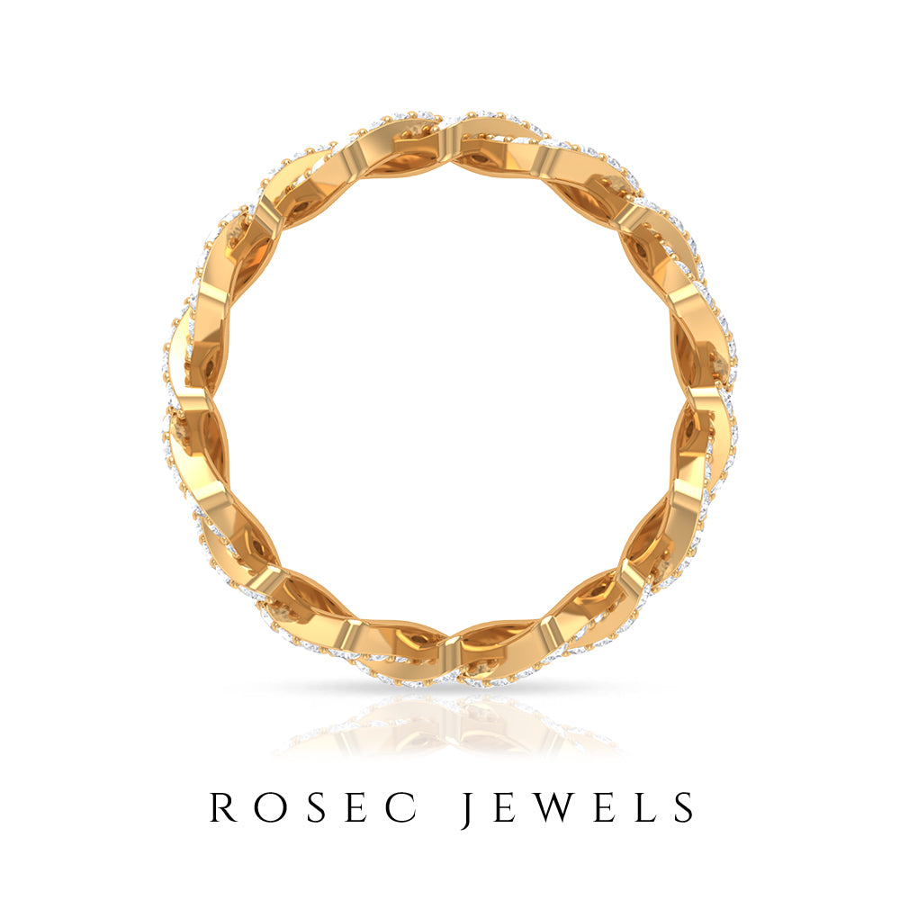 Zircon Twisted Stackable Eternity Ring Zircon - ( AAAA ) - Quality - Rosec Jewels