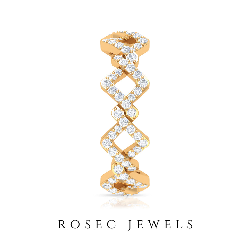 Zircon Twisted Stackable Eternity Ring Zircon - ( AAAA ) - Quality - Rosec Jewels