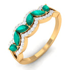 1 CT Minimal Marquise shape Emerald Anniversary Ring with Diamond Accent Emerald - ( AAA ) - Quality - Rosec Jewels