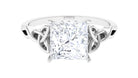 Princess Cut Moissanite Solitaire Celtic Ring with Hidden Halo Moissanite - ( D-VS1 ) - Color and Clarity - Rosec Jewels