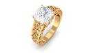 2 CT Cushion Cut Moissanite Solitaire Ring with Filigree Details Moissanite - ( D-VS1 ) - Color and Clarity - Rosec Jewels