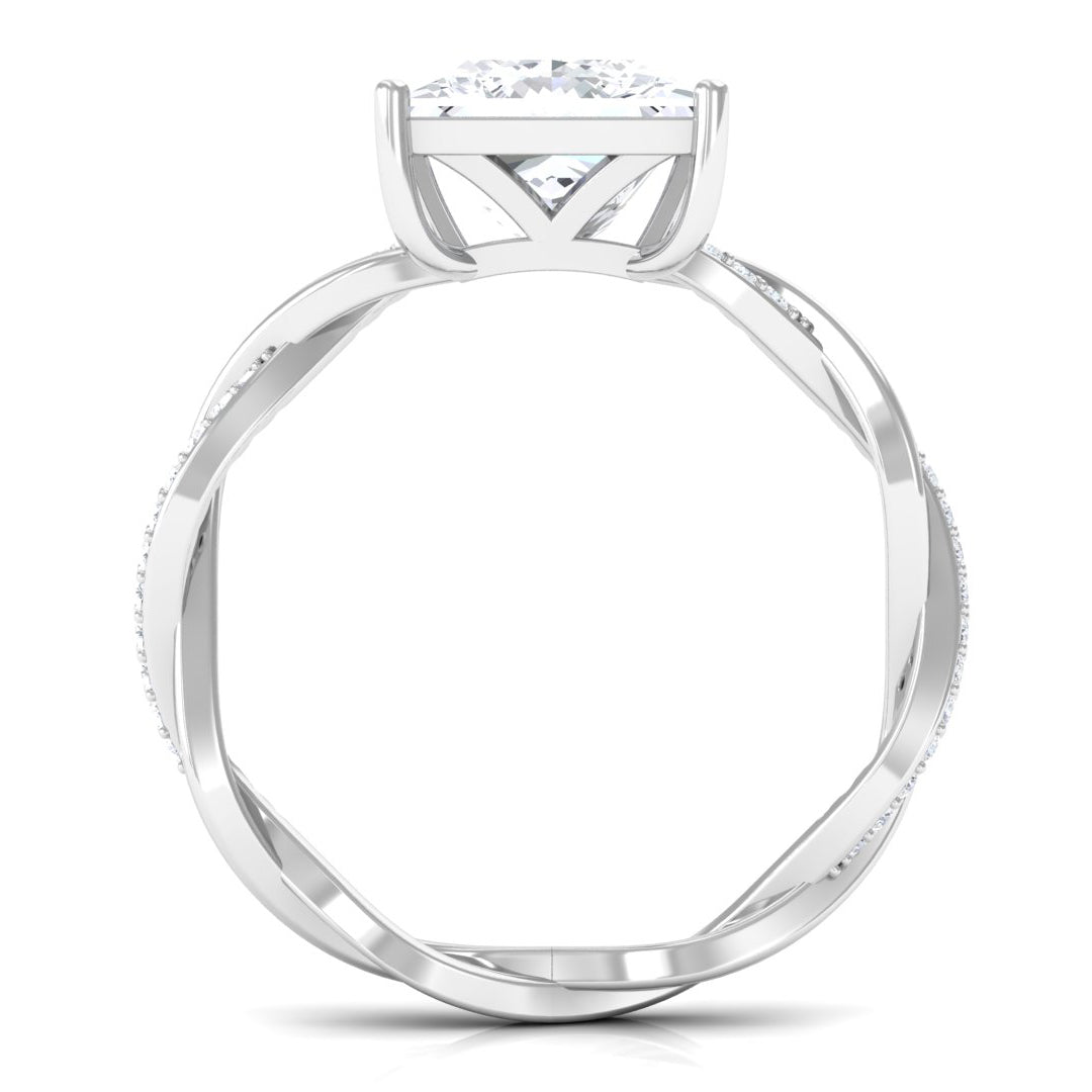 3.25 CT Princess Cut Solitaire Moissanite Braided Engagement Ring Moissanite - ( D-VS1 ) - Color and Clarity - Rosec Jewels