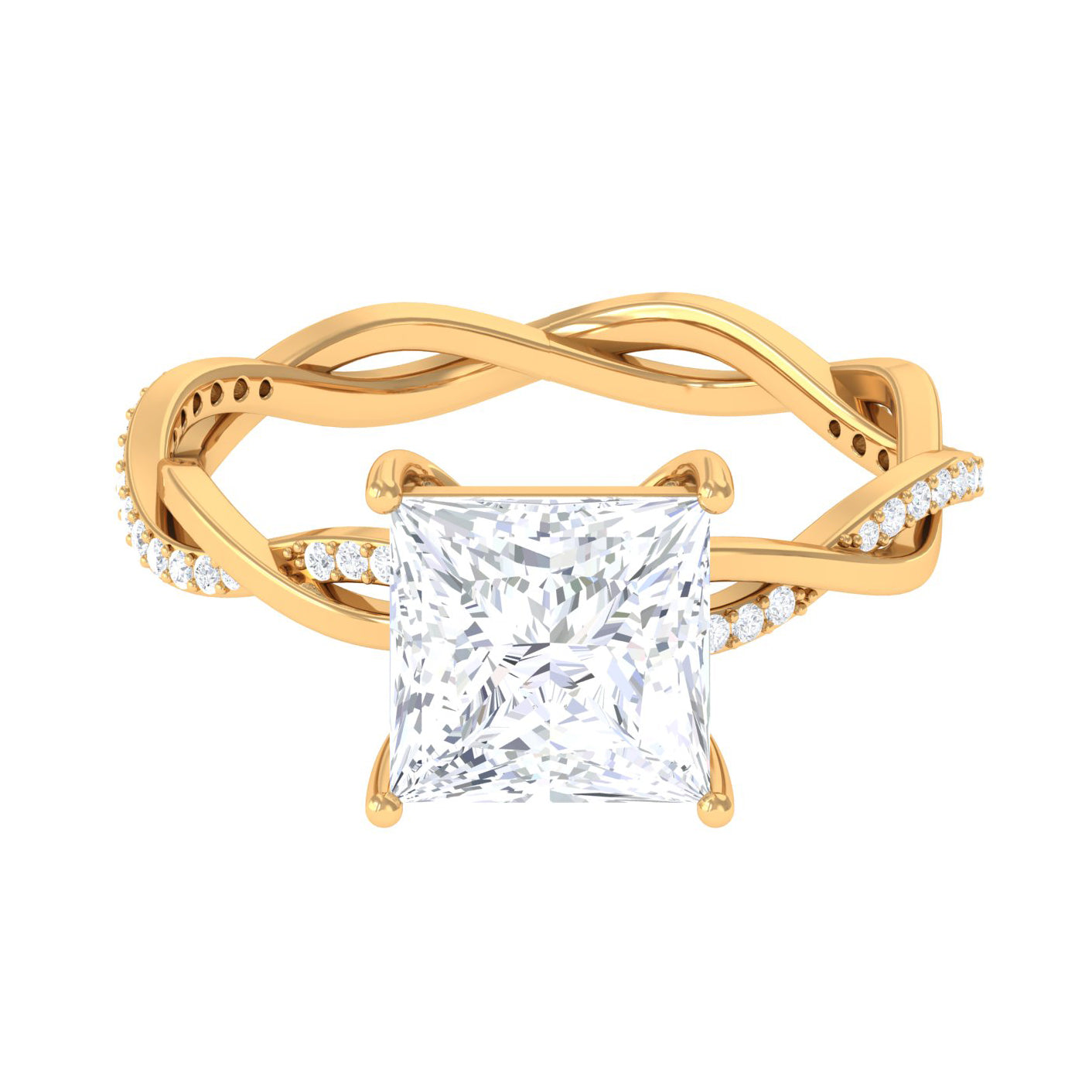 3.25 CT Princess Cut Solitaire Moissanite Braided Engagement Ring Moissanite - ( D-VS1 ) - Color and Clarity - Rosec Jewels