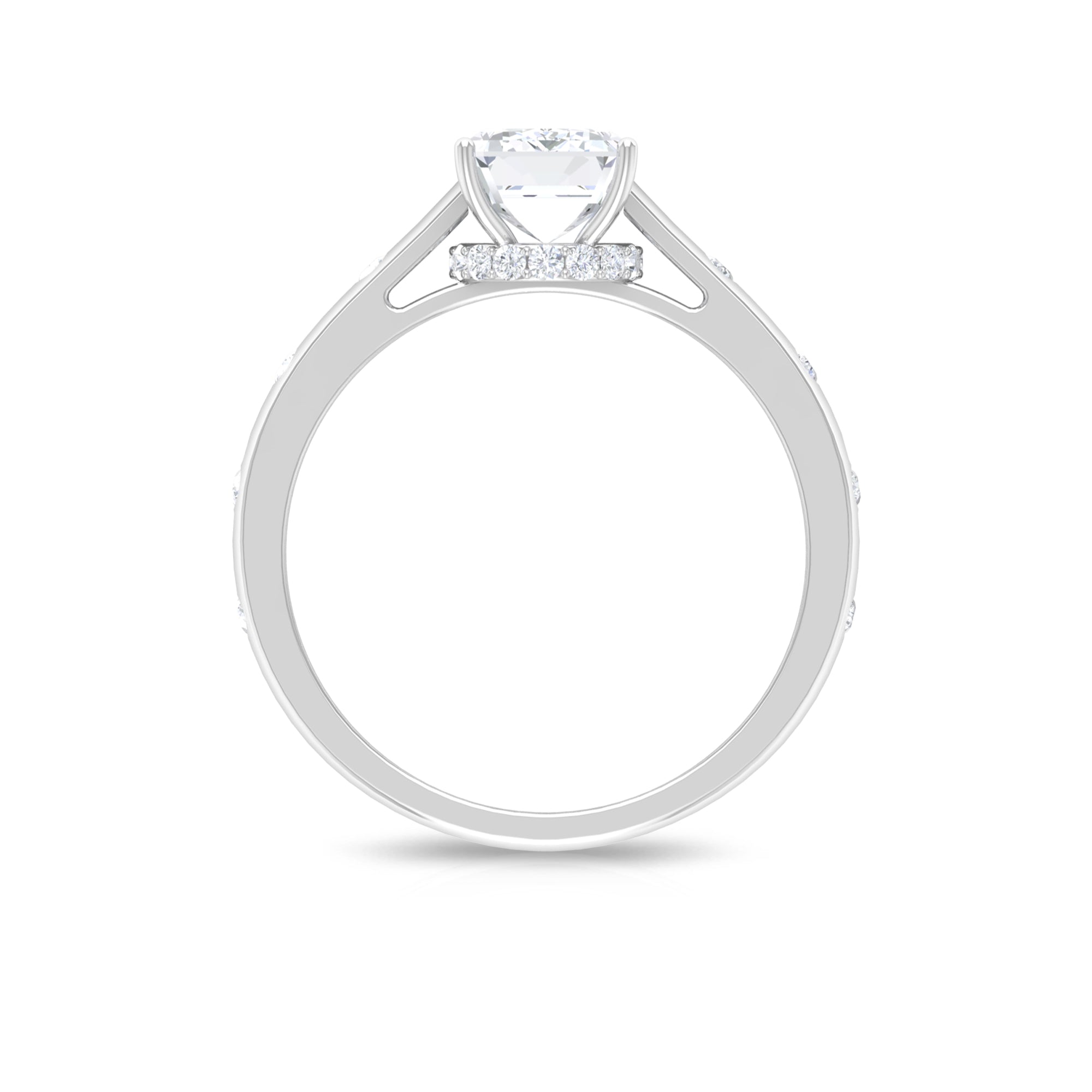 2 CT Moissanite Solitaire Engagement Ring with Hidden Halo Moissanite - ( D-VS1 ) - Color and Clarity - Rosec Jewels