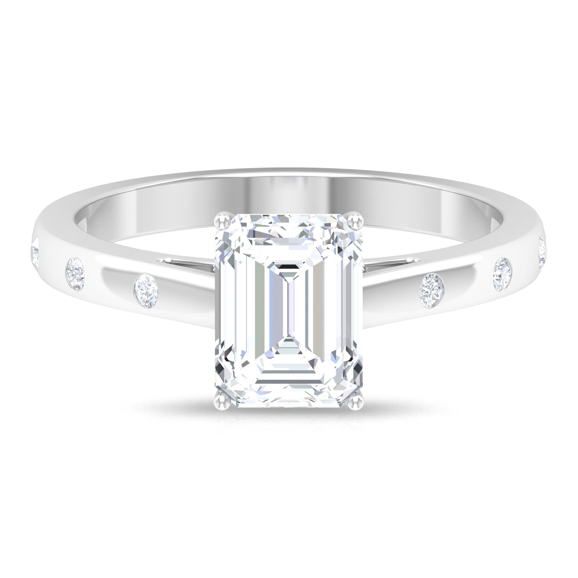 2 CT Moissanite Solitaire Engagement Ring with Hidden Halo Moissanite - ( D-VS1 ) - Color and Clarity - Rosec Jewels