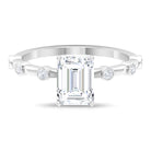 1.75 CT Octagon Cut Solitaire Moissanite Ring with Spaced Accent Moissanite - ( D-VS1 ) - Color and Clarity - Rosec Jewels