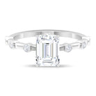 2.25 CT Octagon Cut Solitaire Moissanite Ring with Side stones Moissanite - ( D-VS1 ) - Color and Clarity - Rosec Jewels