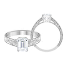 Octagon Cut Certified Moissanite Solitaire Ring Moissanite - ( D-VS1 ) - Color and Clarity - Rosec Jewels