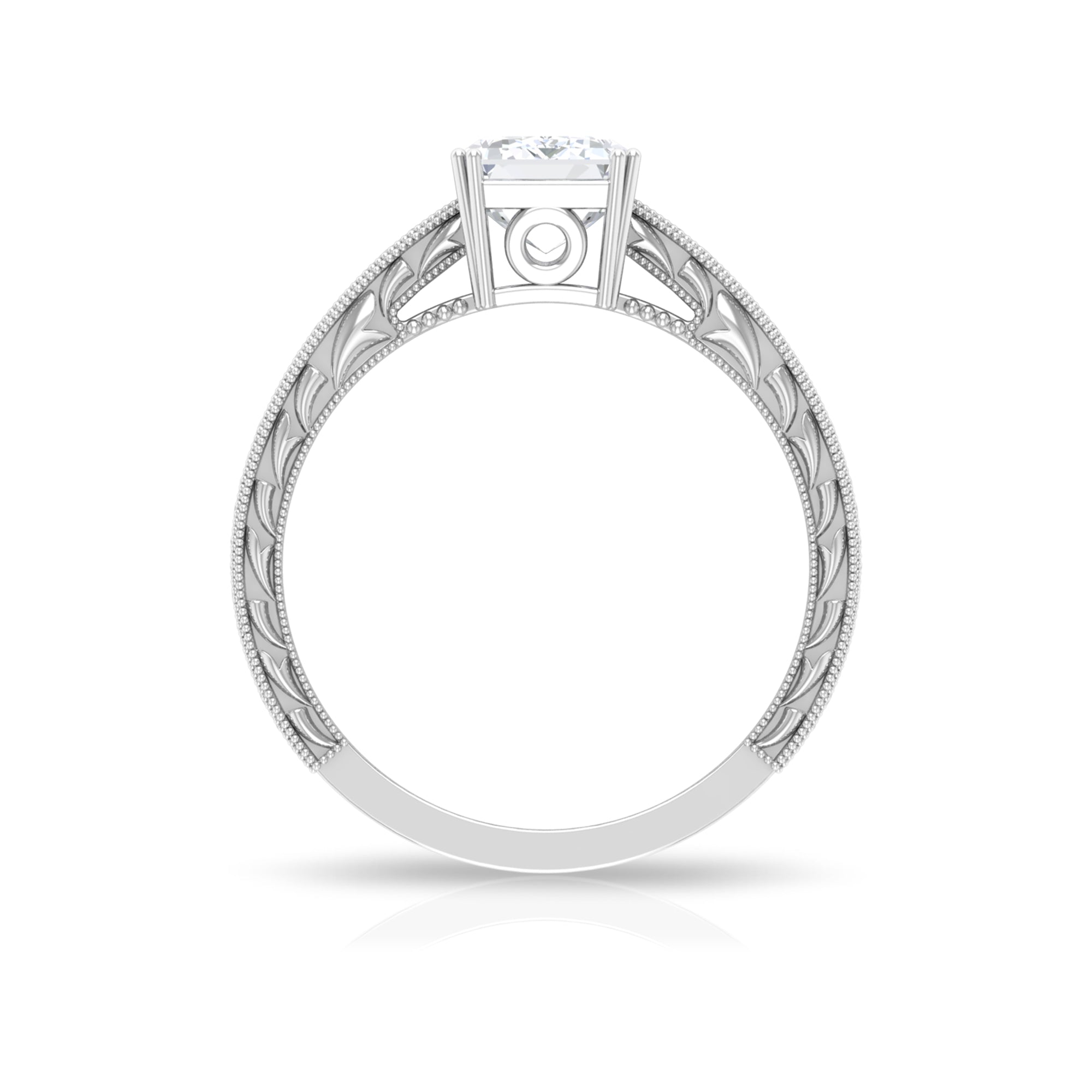 Octagon Cut Certified Moissanite Solitaire Ring Moissanite - ( D-VS1 ) - Color and Clarity - Rosec Jewels