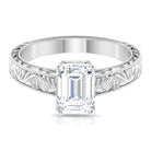 Octagon Cut Certified Moissanite Solitaire Ring Moissanite - ( D-VS1 ) - Color and Clarity - Rosec Jewels