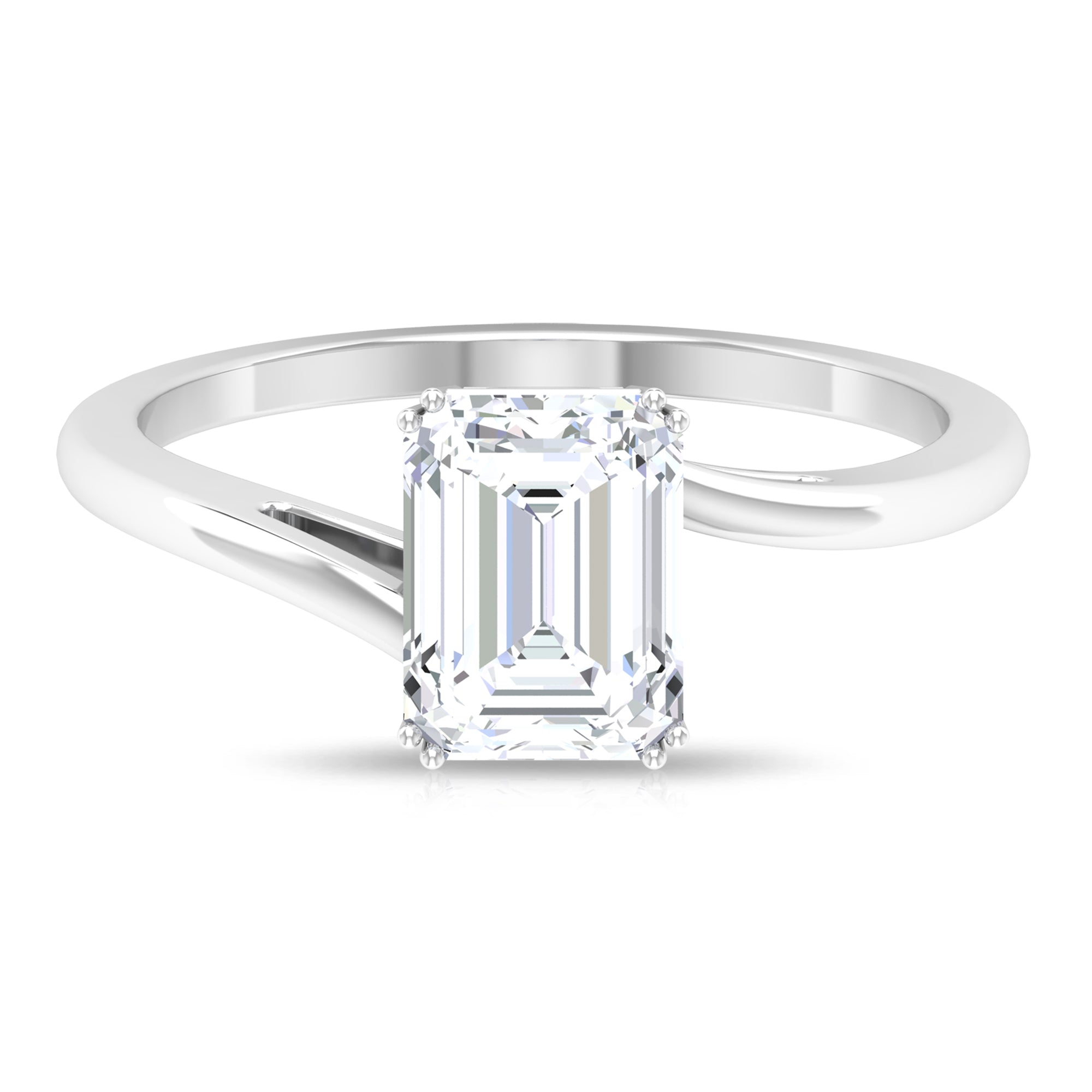 1.75 CT Solitaire Octagon Shape Moissanite Bypass Ring in Double Prong Setting Moissanite - ( D-VS1 ) - Color and Clarity - Rosec Jewels