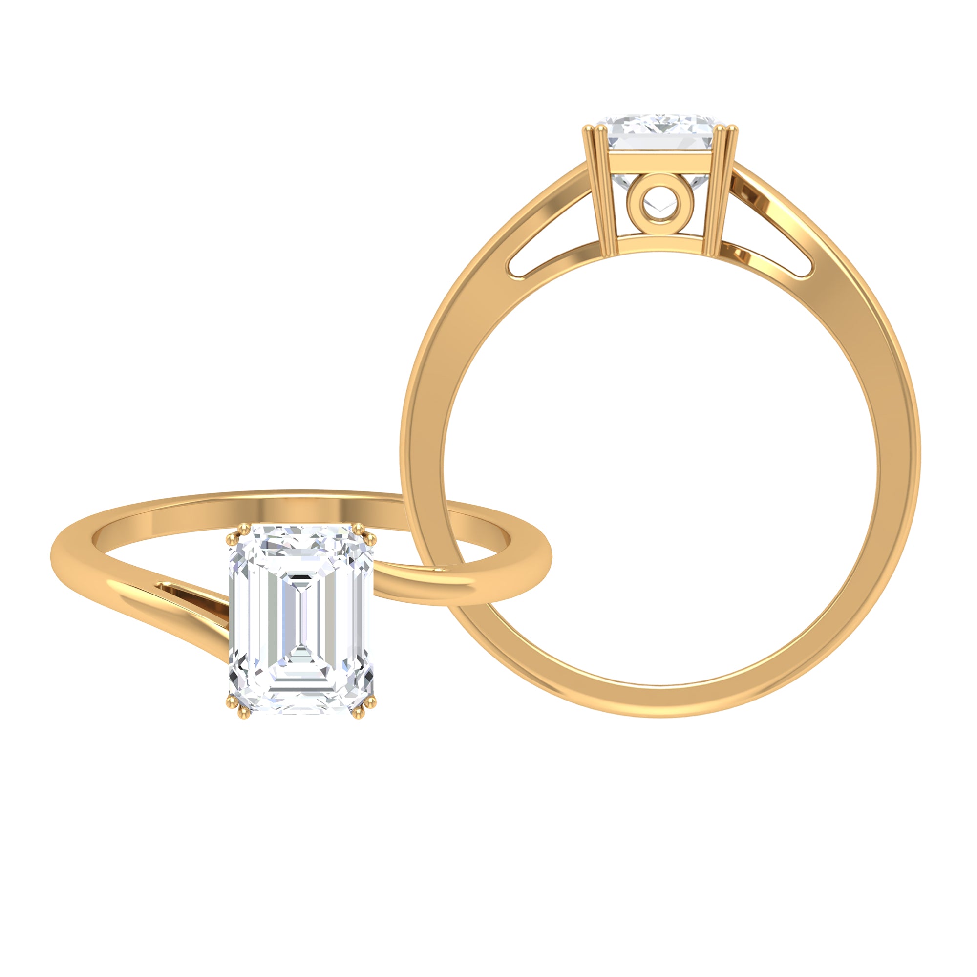 1.75 CT Solitaire Octagon Shape Moissanite Bypass Ring in Double Prong Setting Moissanite - ( D-VS1 ) - Color and Clarity - Rosec Jewels